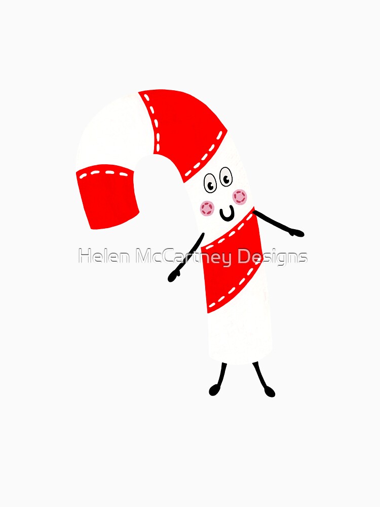 Christmas Candy Cane - Blue Background by Helen McCartney Designs