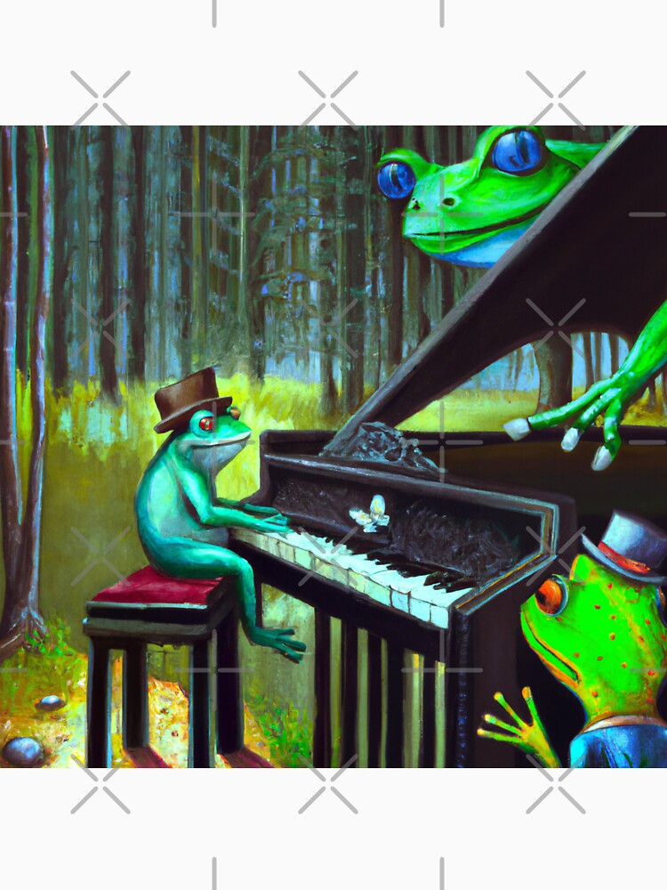 Weirdcore Frog Pianist Surrealism Oil Painting by soulfulprintss8