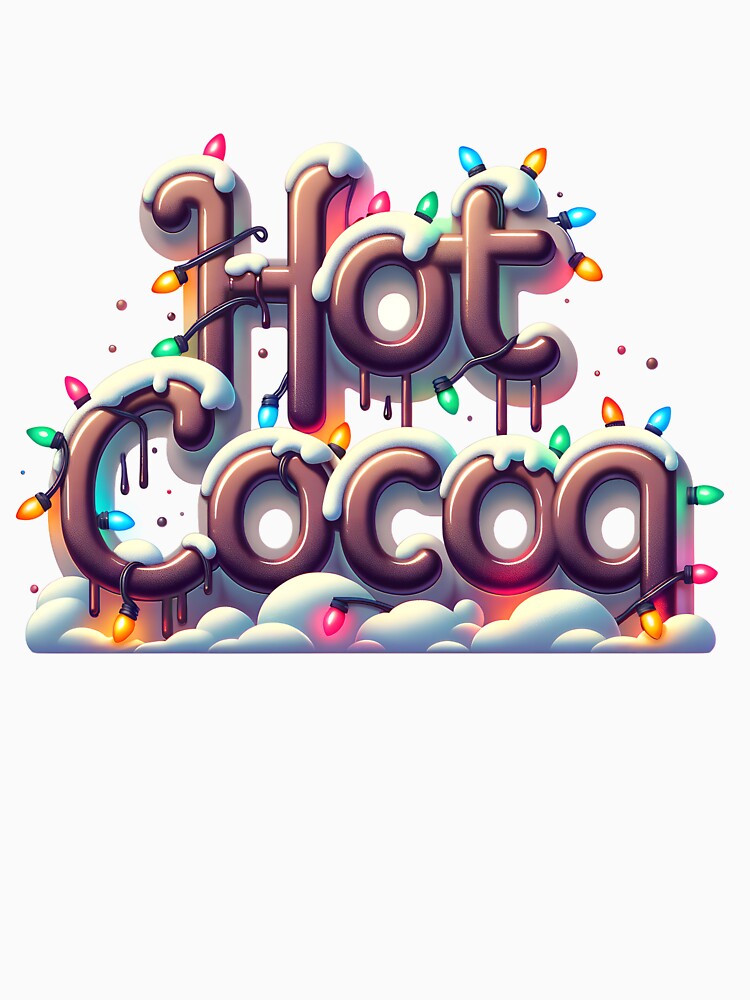 Hot Cocoa – Festive Holiday Chocolate Typography with Christmas Lights by AmaJoy Designs