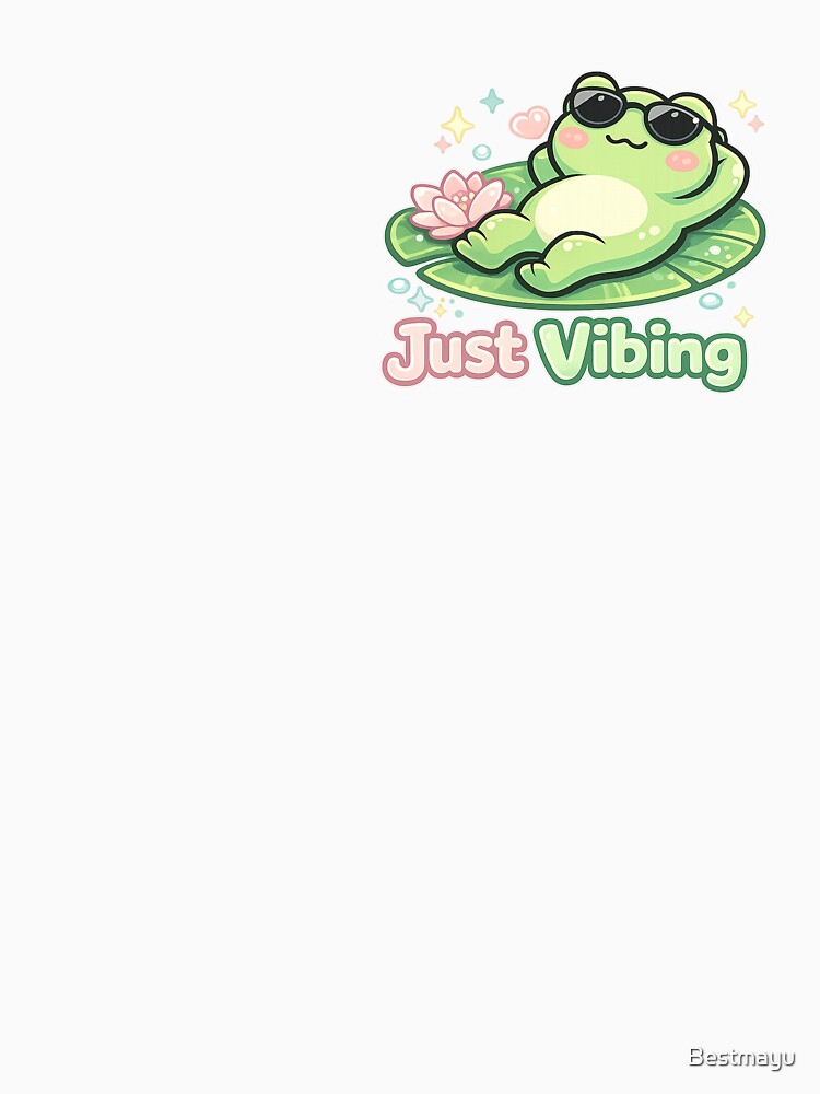 Cute Kawaii Frog Just Vibing Aesthetic Cartoon Design by Bestmayu
