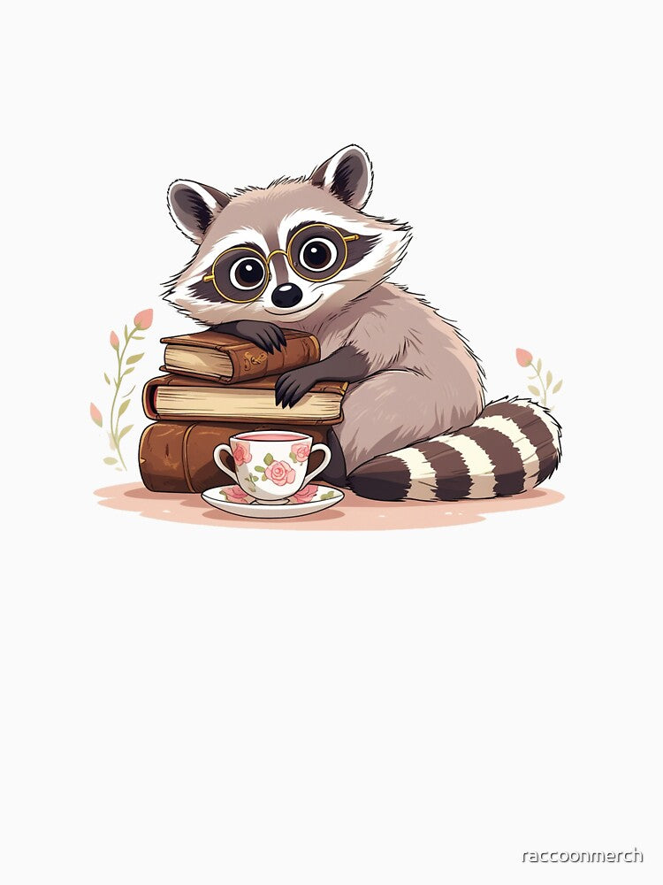 Bookworm Raccoon with Glasses | Cozy Reading Animal Illustration by raccoonmerch