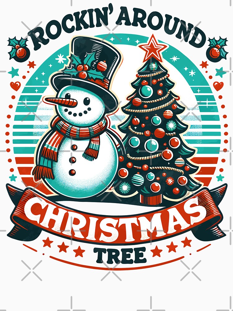 Festive Jingle Vibes - Snowman and Christmas Tree Holiday by Quirky Shirts