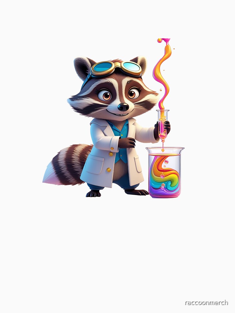 Scientist Raccoon Mixing Colors | Cute Laboratory Animal Art by raccoonmerch