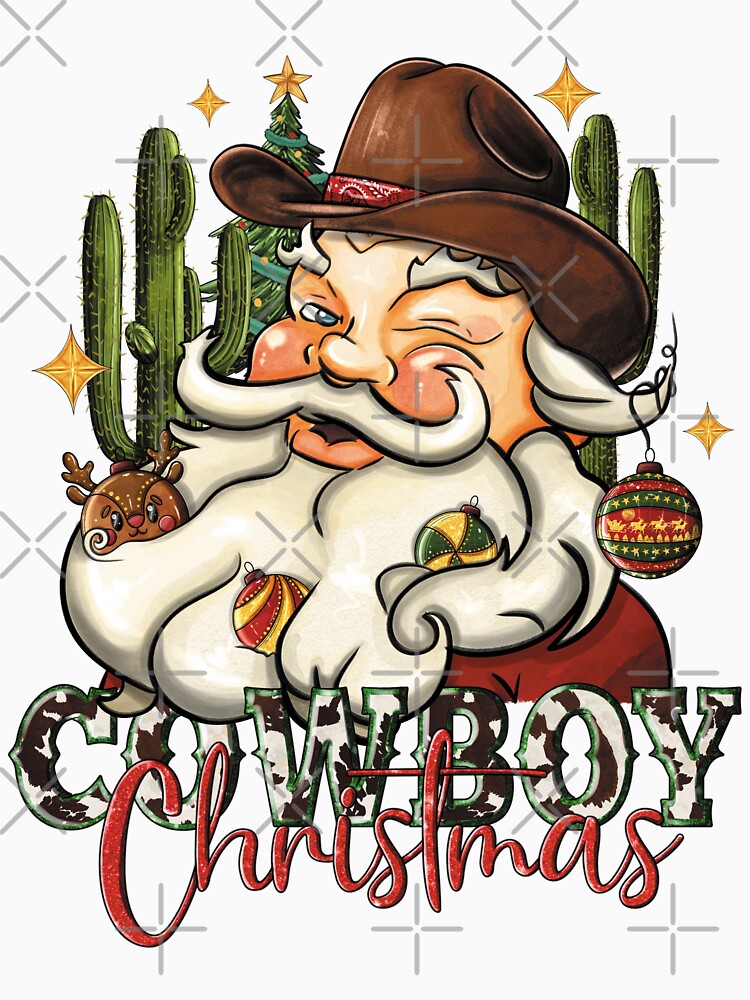 Western Christmas Cowboy Santa with cactus | Western Cowboy Santa,Santa Claus, Love, Merry Christmas, Happy Christmas, Cute, Cool, Christmas Tree by LunaNovaArtShop