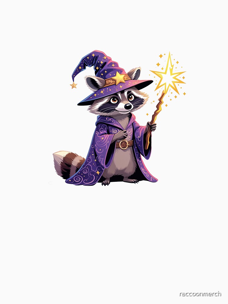 Wizard Raccoon with Magic Wand | Fantasy Animal Illustration by raccoonmerch