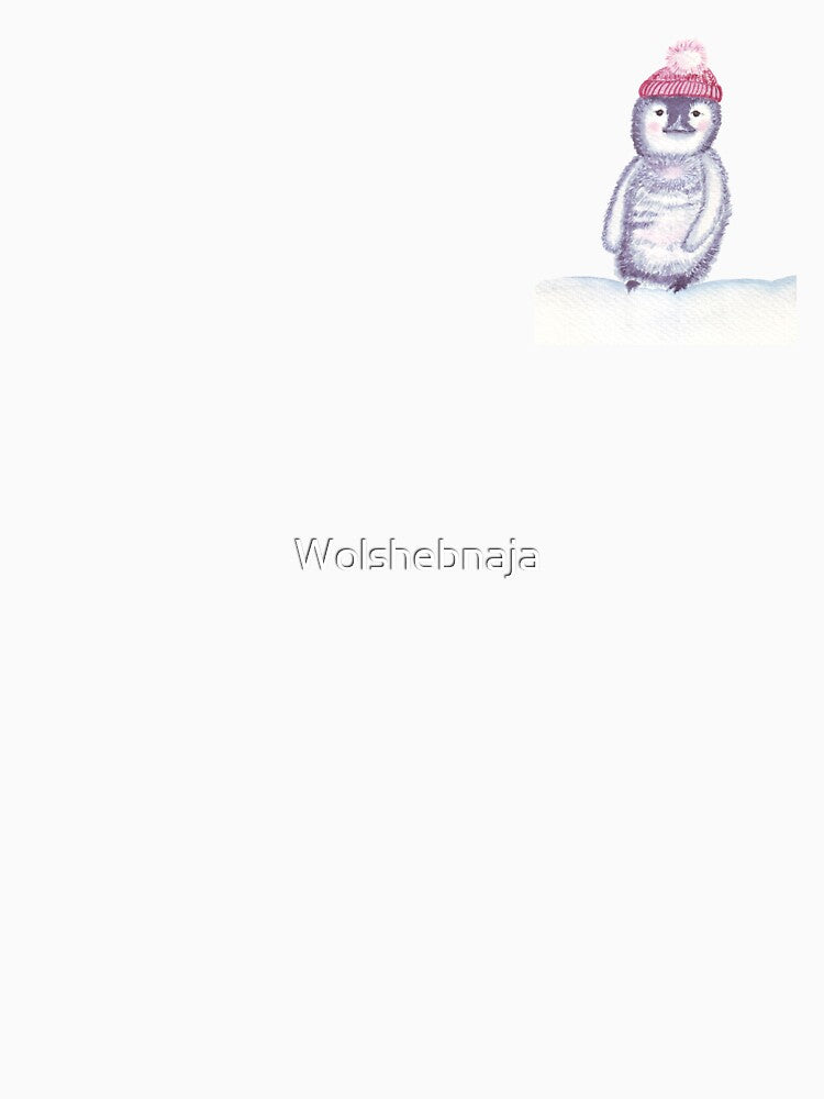 Cute little penguin in a red cap with pompom by Wolshebnaja
