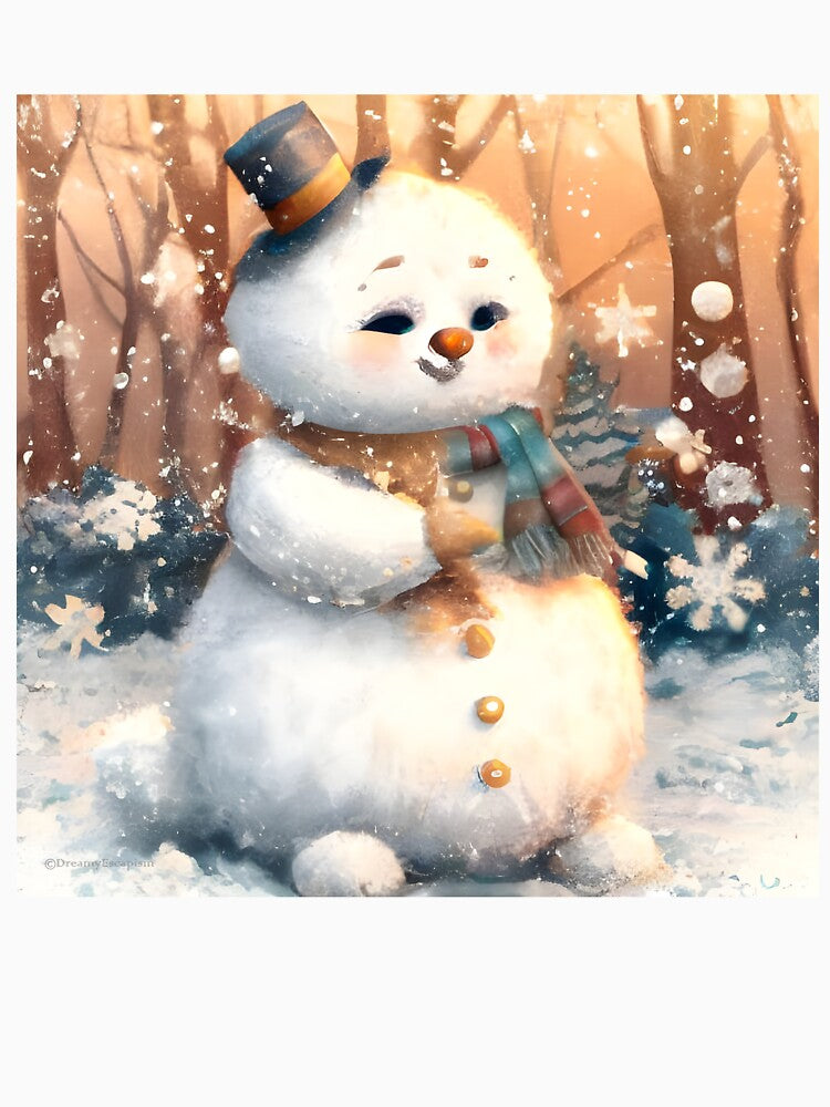 Cute Fluffy Snowman catching Snowflakes by DreamyEscapism