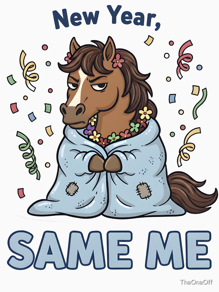 Funny New Year Same Me Grumpy Horse Sticker by TheOneOff