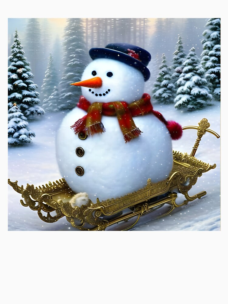 Cute Snowman Riding a Sledge by DreamyEscapism