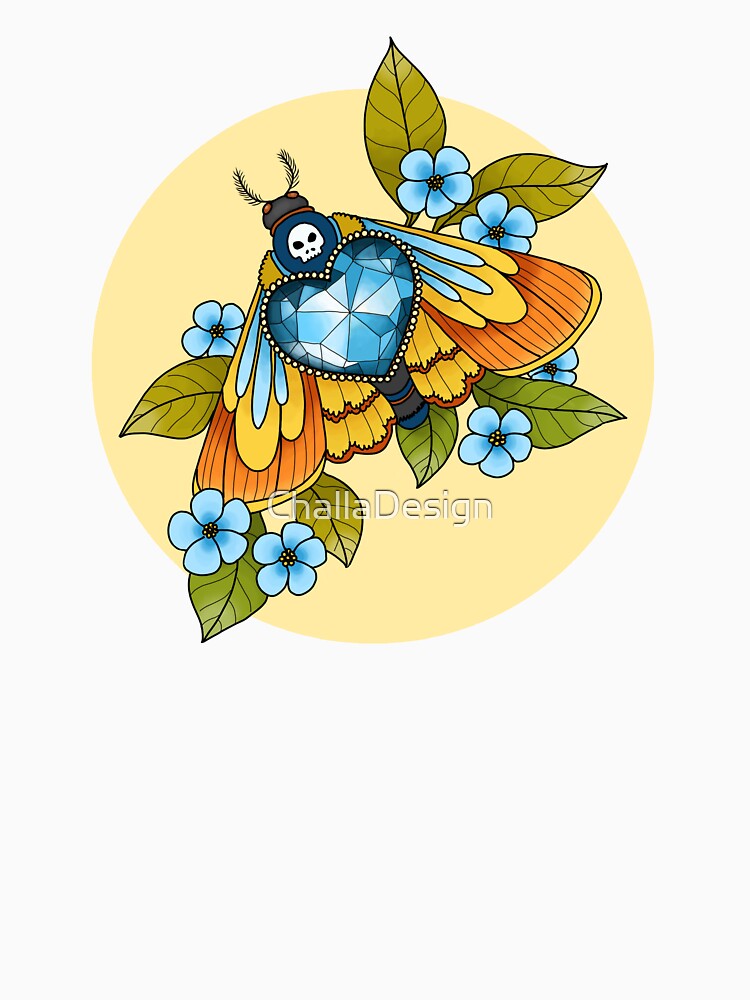 Moth with heart gem by ChallaDesign