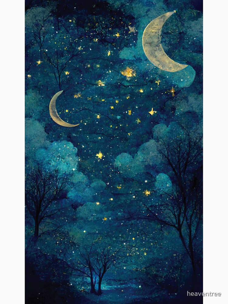Starry Night fairycore Scene- Moon and Stars by heaventree