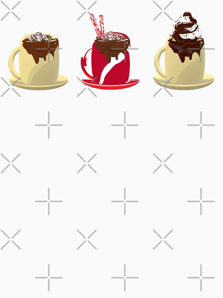 Hot Chocolate Winter Drinks. Hot Cocoa and Hot Chocolate with Marshmallows, Peppermint Sticks and Whipped Cream. (White Background) by ArtByLM