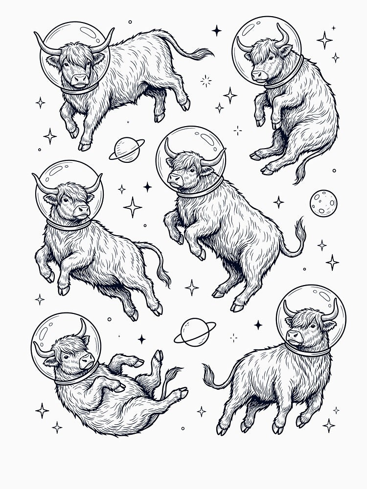 Vintage Highland Cow Astronaut Galaxy Space Animal Lover by TerryConnells