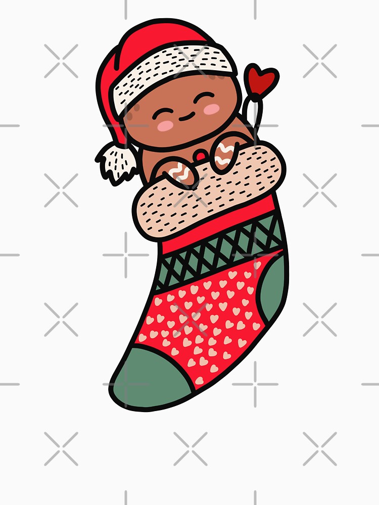 Cute Kawaii Gingerbread Man In Christmas Sock Xmas Pajama by JokeGysen