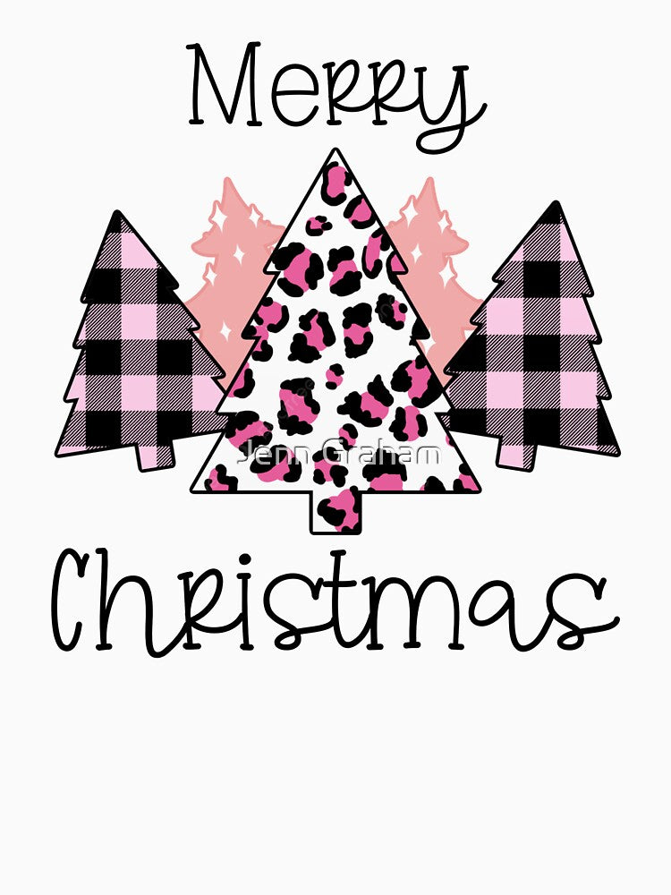 Christmas Trees Pink Patterns by Jenn Graham