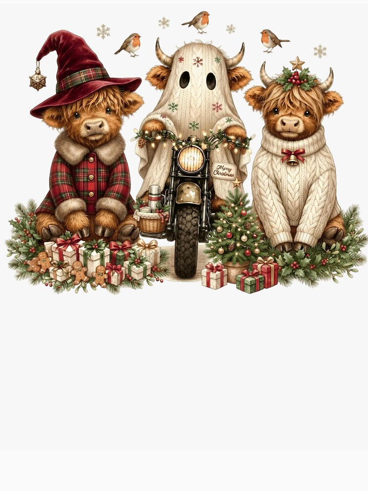 Funny Christmas Highland Cow Santa Holiday by DYAFLK
