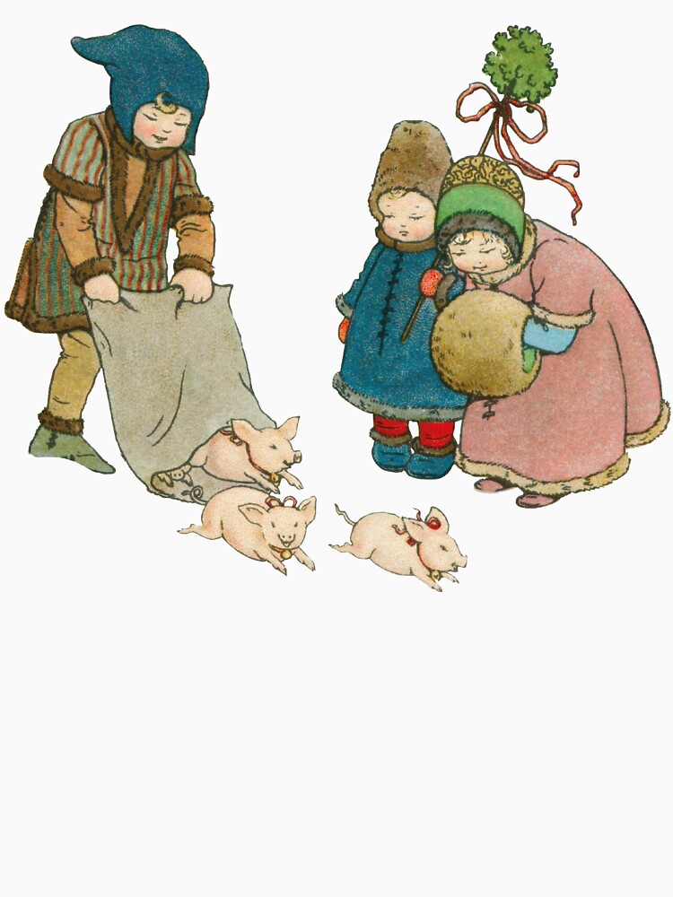 Winter Wonderland, Winter Christmas Children with Pigs by OneAction