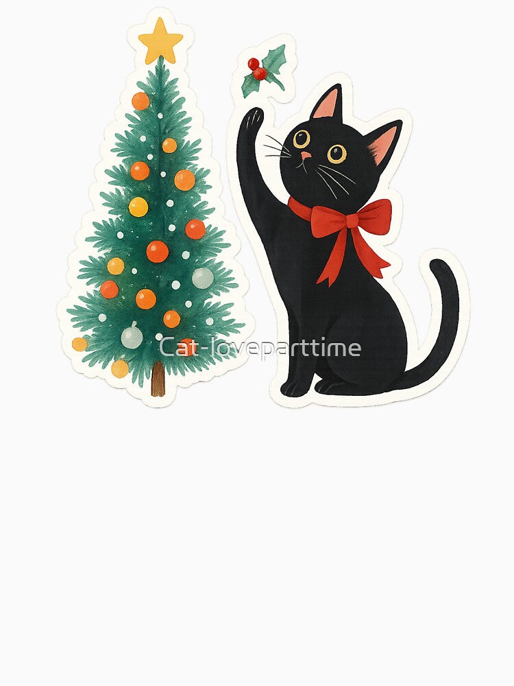 Black Kitten with Christmas tree by Cat-loveparttime
