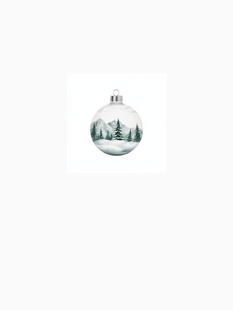 Watercolor Snowy Mountain Christmas Ornament – Winter Wonderland Bauble by mayatA-rt