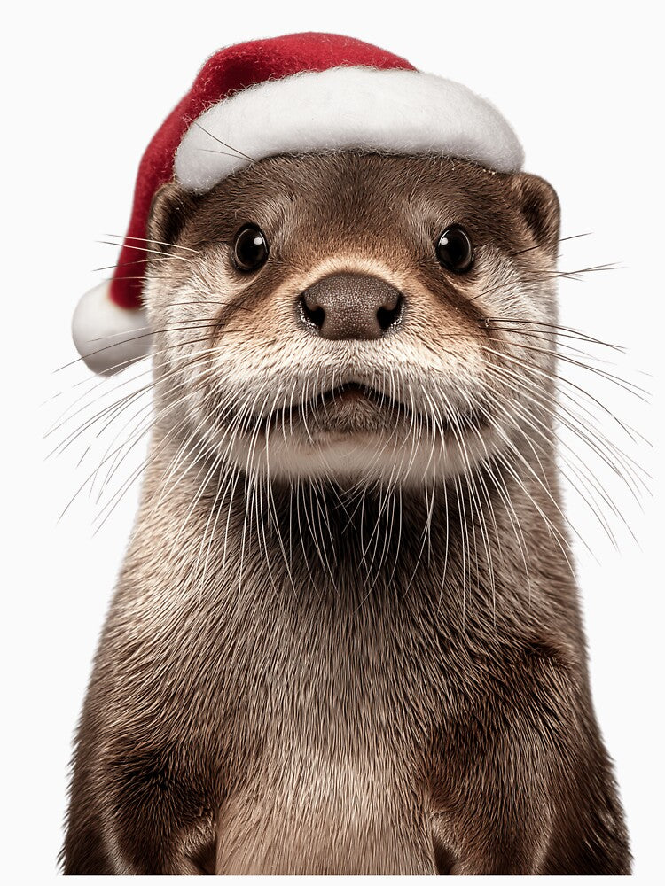 Otter with Christmas Hat – Festive Otter Xmas Design by LazyOwlStore