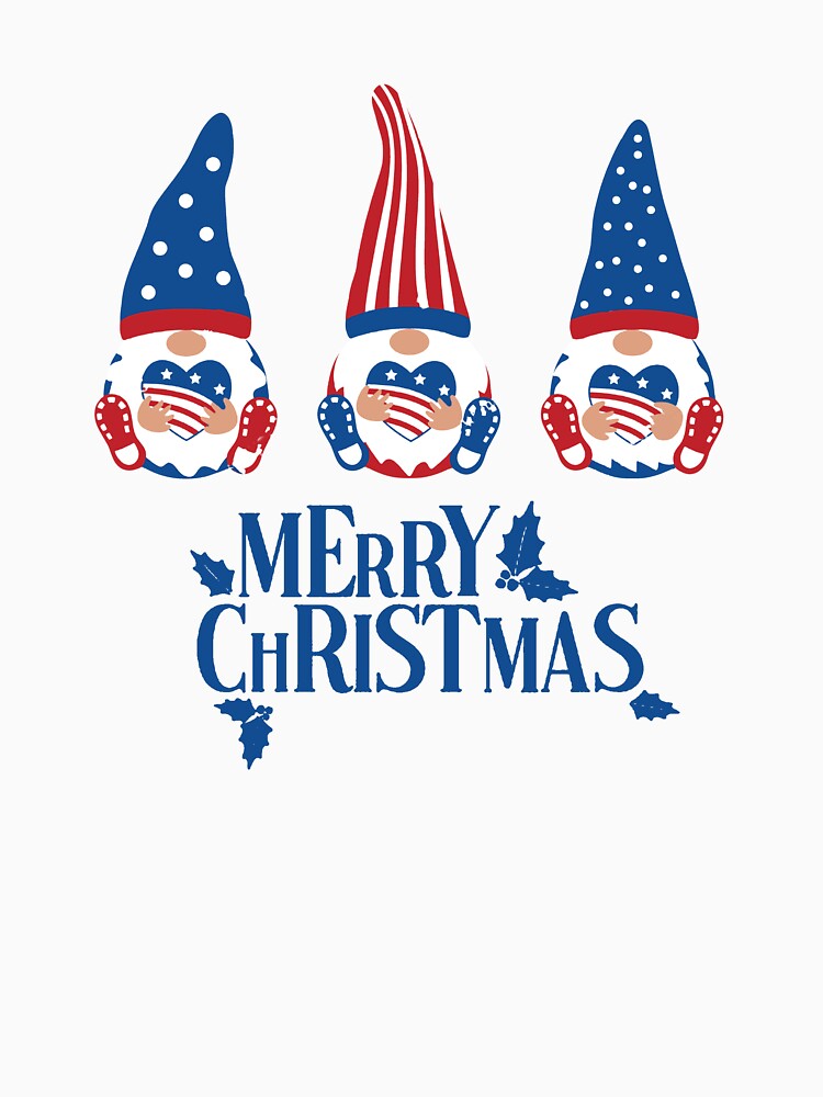 Patriotic Gnome with heart,Christmas Party Gnomes, Christmas, Christmas Gnome, Christmas Family by HaroldDesign