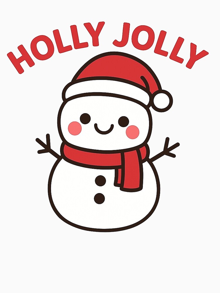 Holly Jolly Snowman | Cute Kawaii Christmas Snowman | Festive Holiday Winter Design by StyleLap