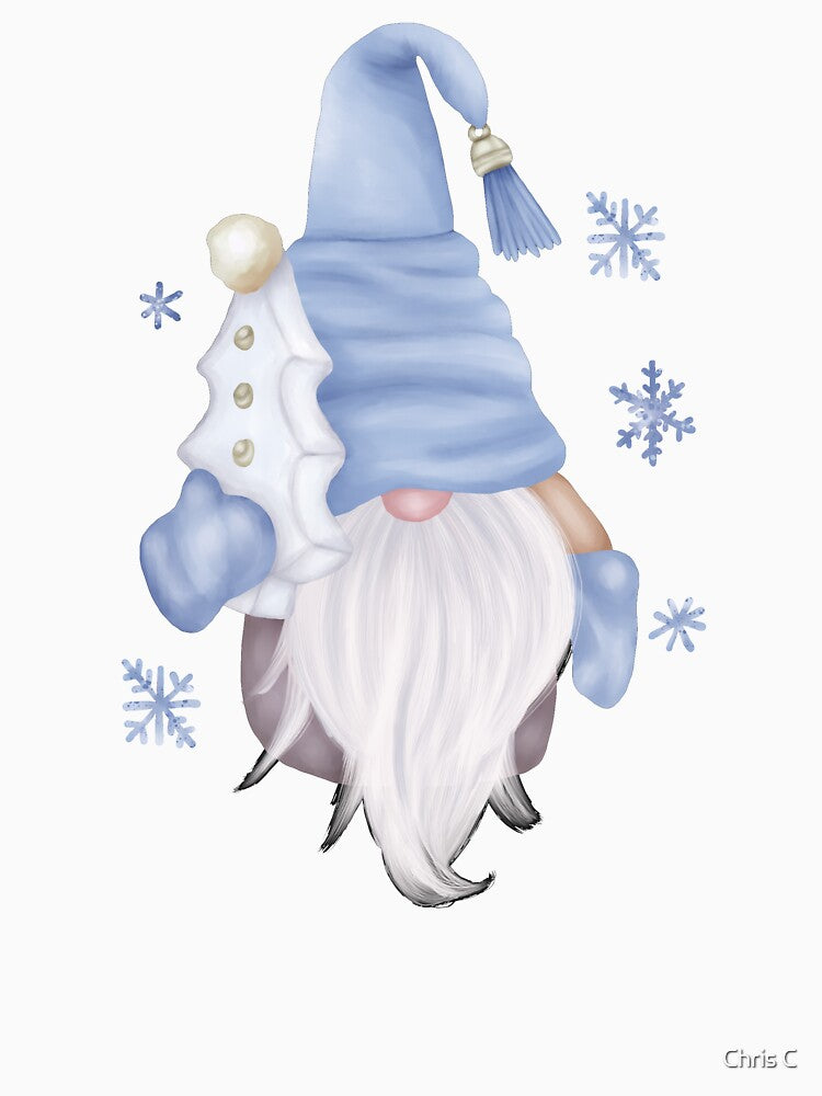 Gnome Christmas Little Cute Blue Snow Gnome by MiscelChr