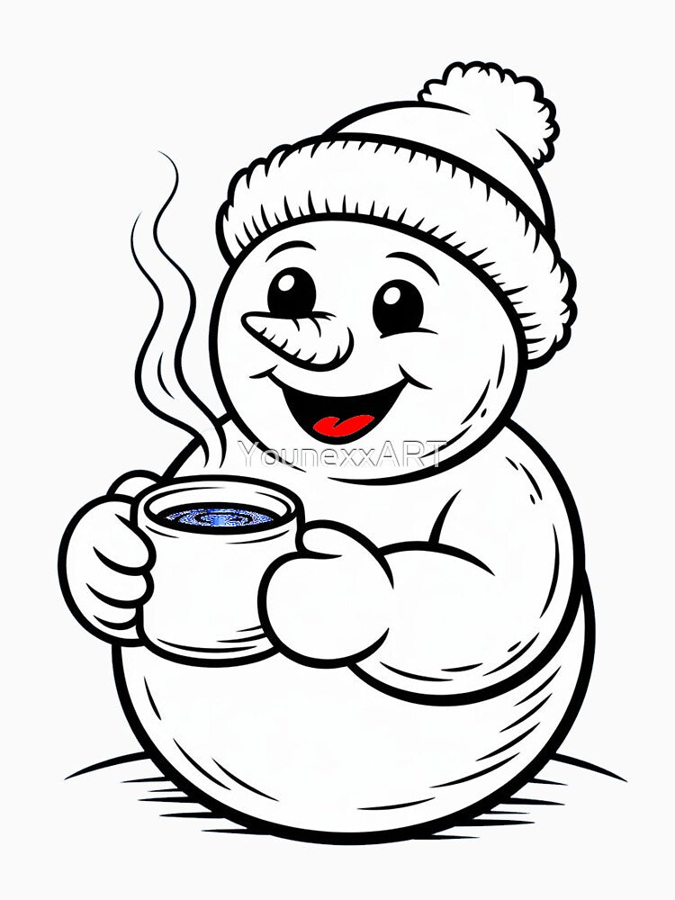 cozy snowman line art by YounexxART