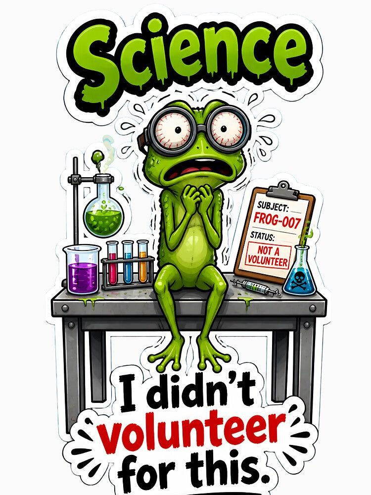 Science Frog – I Didn’t Volunteer for This Cartoon by Halbeskilo