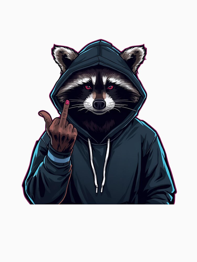 Cool Raccoon Hoodie Streetwear – Funny Attitude Animal Sticker | Urban Style Design by LuxurySarahh