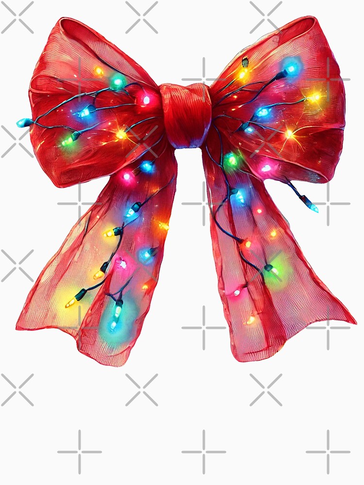 Festive Red Bow with Colorful Christmas Lights by CultDigHoriz