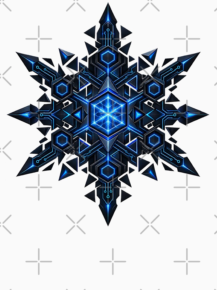 Futuristic Cyber Snowflake Circuit Mandala by FUIRY