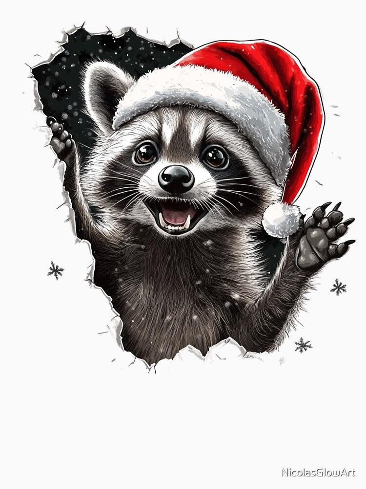 Peeking Happy Raccoon by NicolasGlowArt