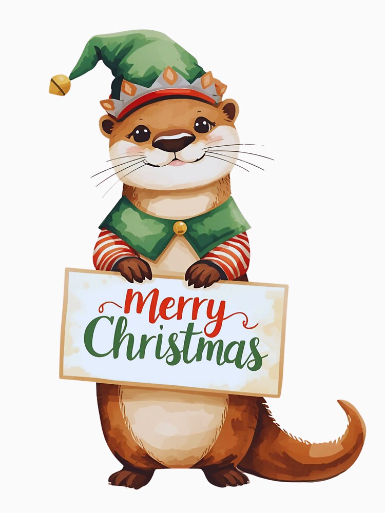 Playful Otter Elf – Festive Christmas Costume Art by Otterly Cute