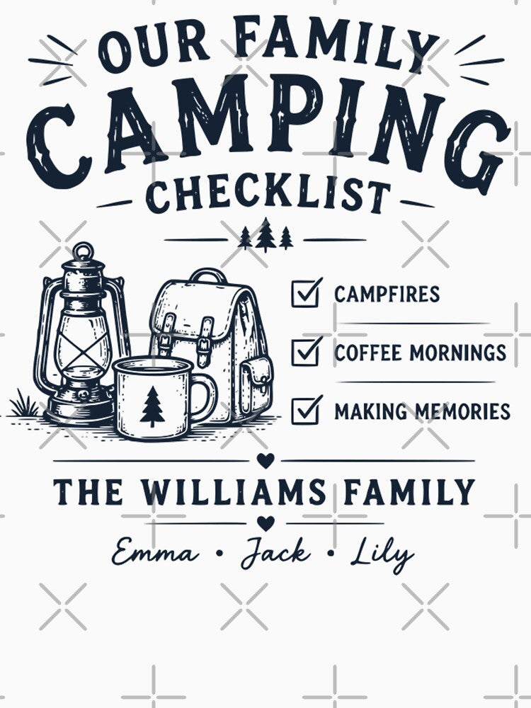 Family Camping Checklist Outdoor Adventure Design by TeeVerse27