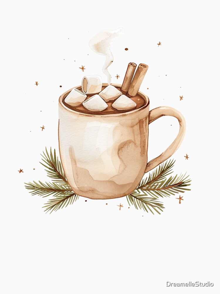 Cozy Cocoa Mug Hygge Christmas Winter Art by DreamelleStudio