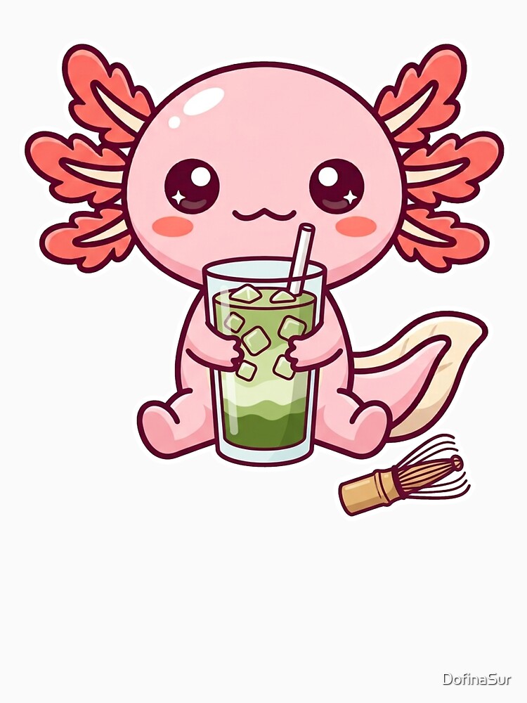 Axolotl Matcha Latte Cute Kawaii by DofinaSur