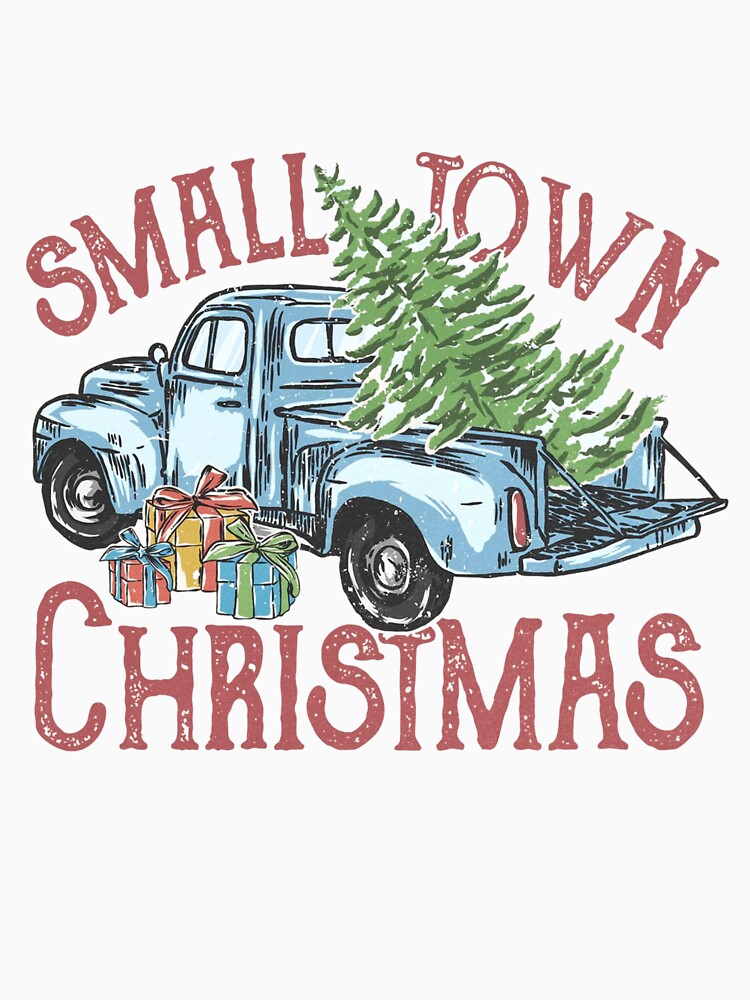 Small Town Christmas – Vintage Blue Truck Holiday Design by sapnaela