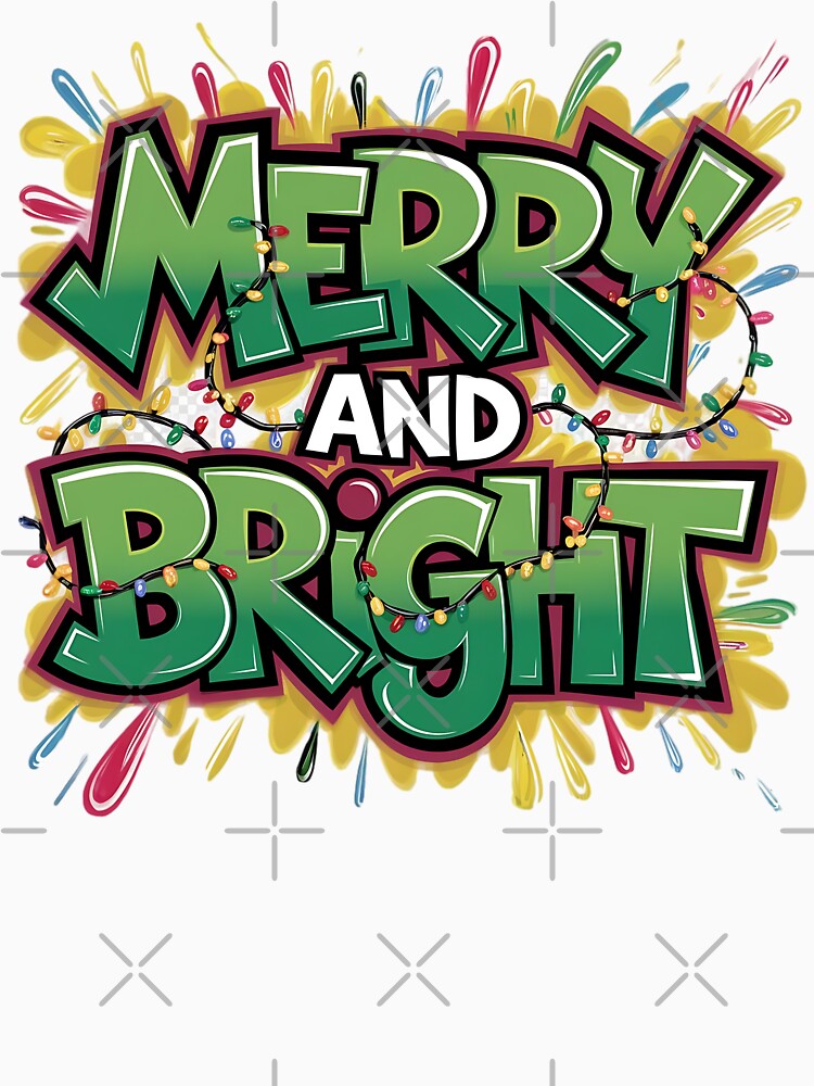 Merry and Bright Xmas Lights Funny Christmas Holiday by KRTstudio