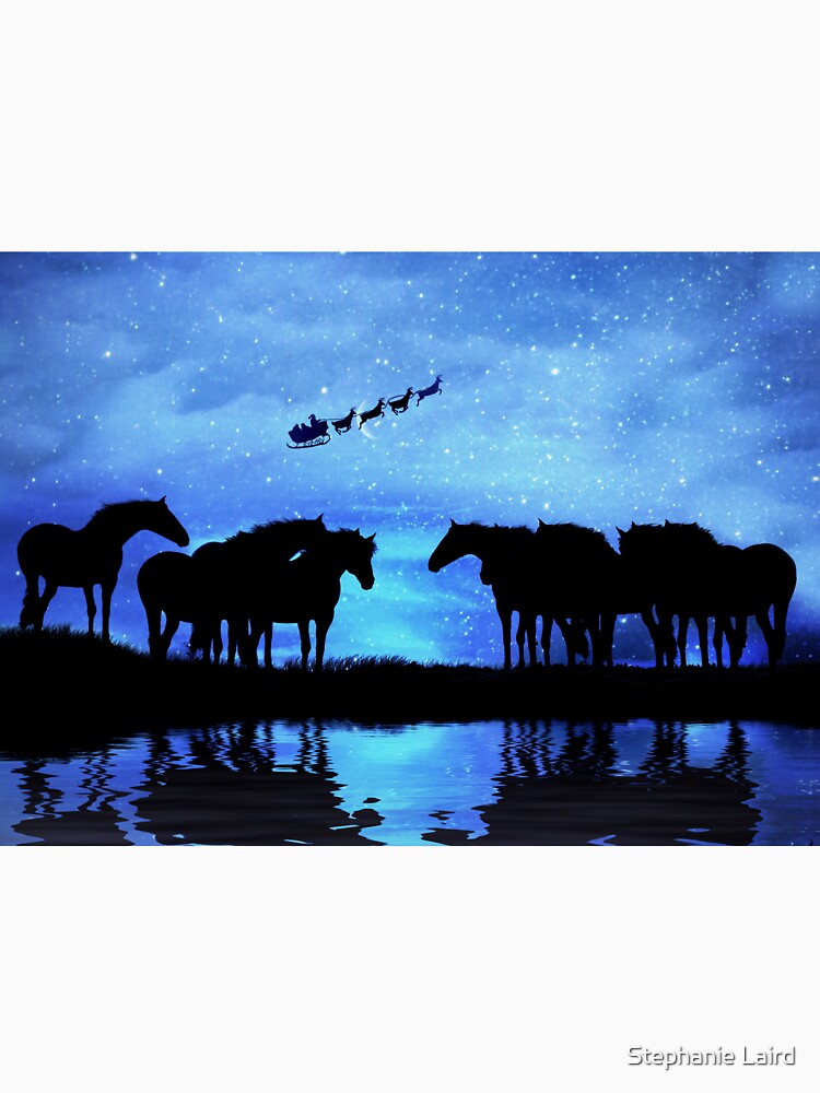 Horses Happy Holidays with Santa and Reindeer by Stephanie Laird