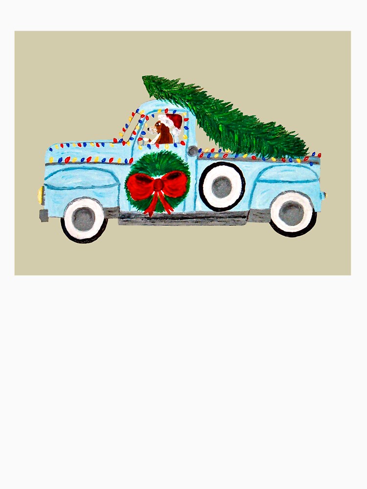 Christmas Basset Hound in Antique Truck by Squirreldumplings
