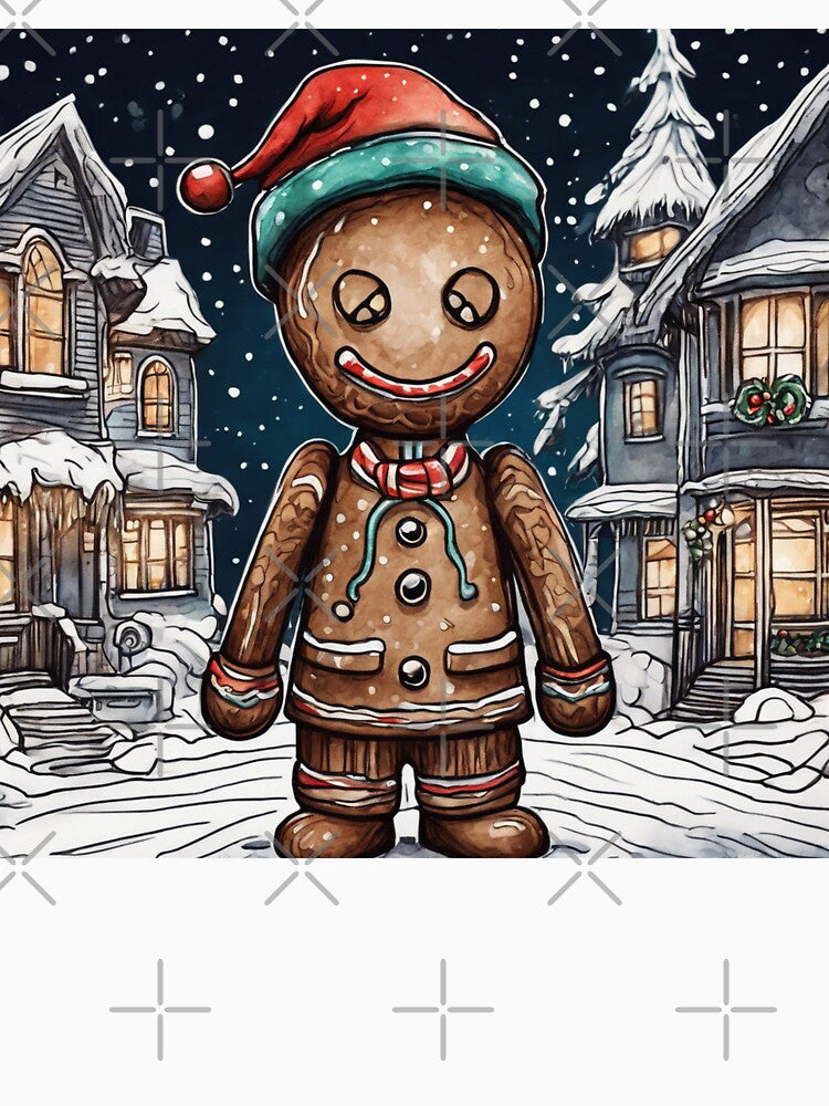 Christmas and Holiday Gingerbread man - Watercolor & Ink 6 by KBMediaArt