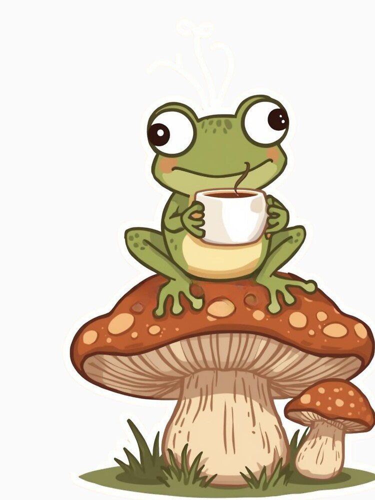 Cute Frog  with the Coffee Cup by Happy4uuuu