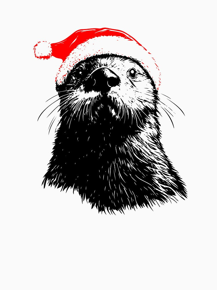 Festive Sea Otter in Santa Hat by JollyCritters