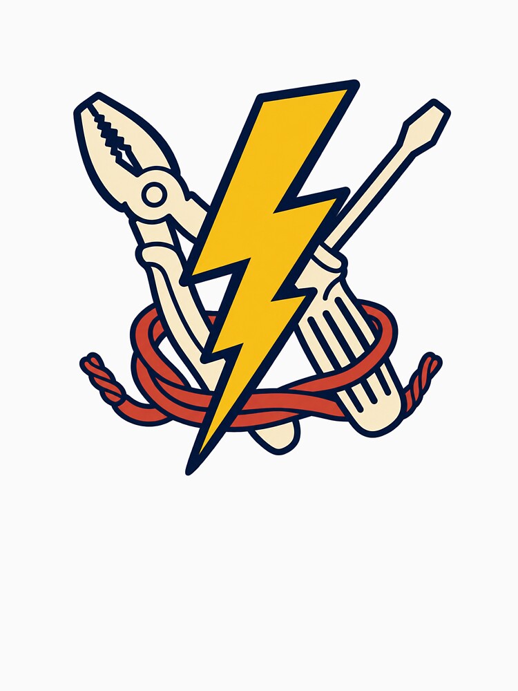 Electrician Tool Crest with Lightning Bolt and Wire by eignvalue