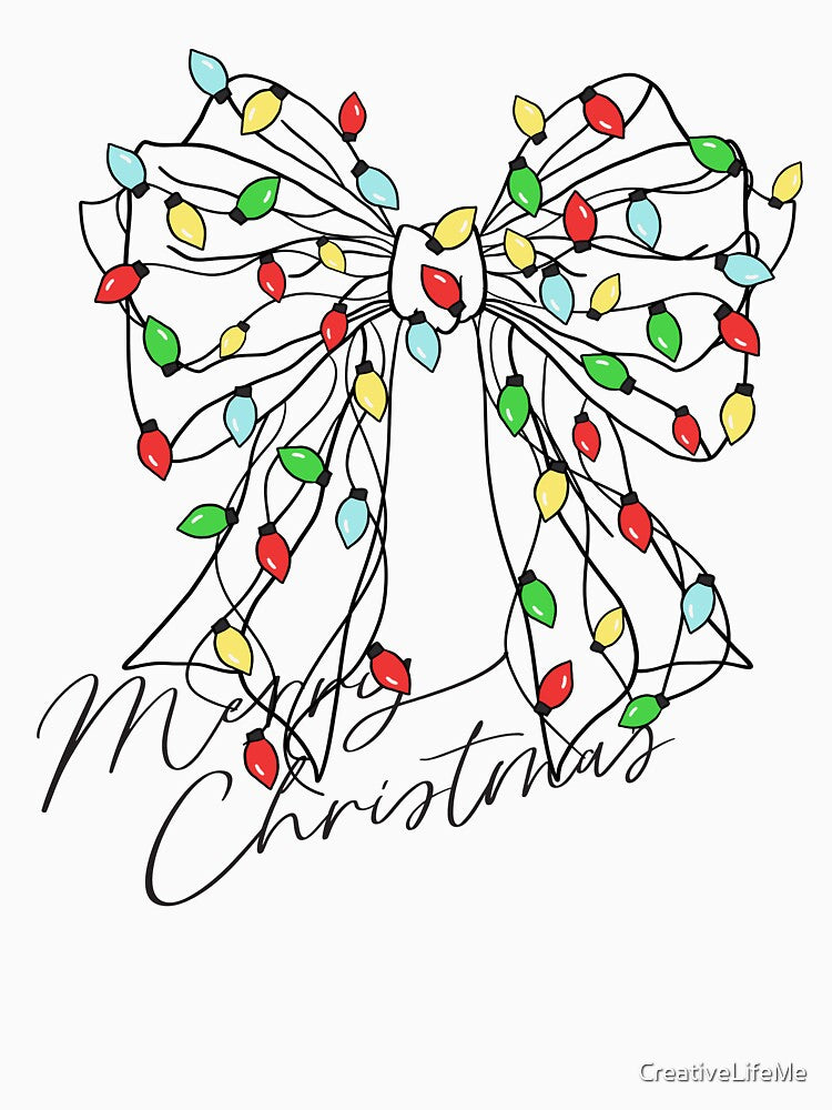 Christmas bow with fairy lights – cheerful Christmas design in bright colors by CreativeLifeMe