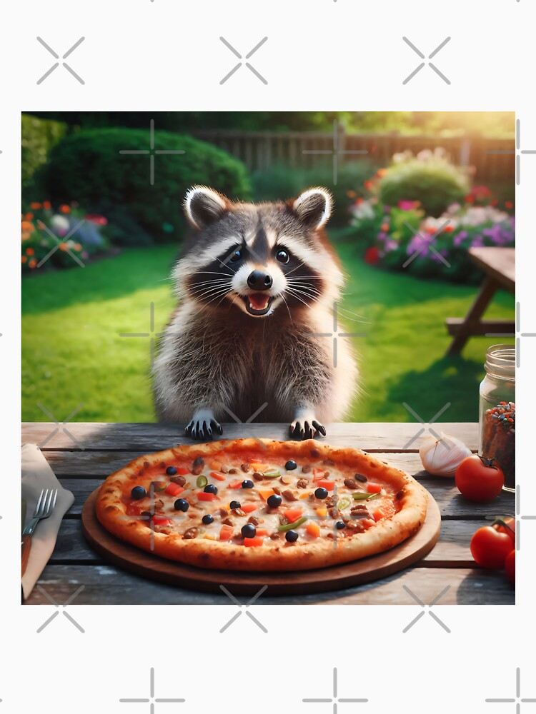 Funny Raccoon Eating Pizza Garden Snack by AI-Only Creations