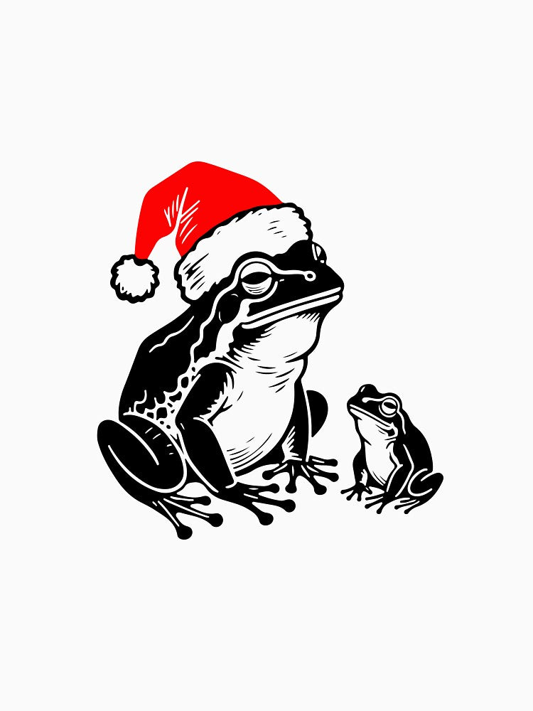 Frog Mom and Baby with Santa Hats Silhouette | Christmas Family Art by JollyCritters