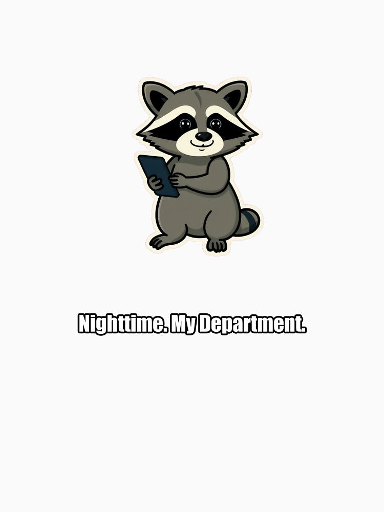 Raccoon - Nighttime My Department - Funny Raccoon Gift by pawdrops