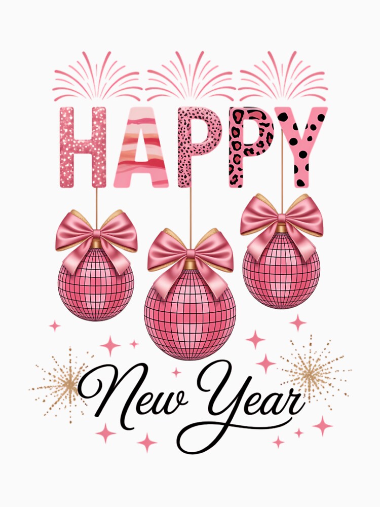 Happy New Year 2026 Pink Coquette Bow New Years Disco Ball New Year New Me 12 New Chappters by IdunayaStore